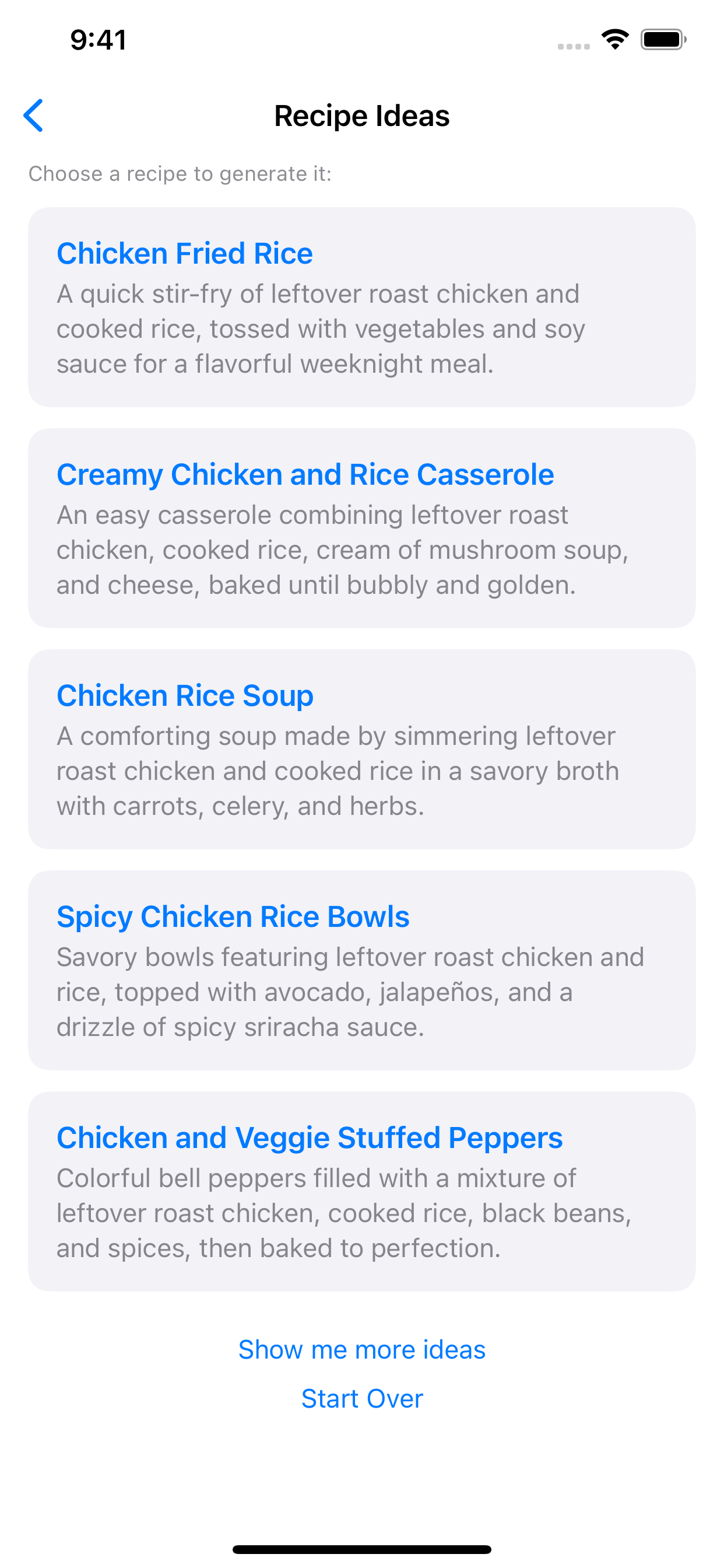 AbraCook recipe ideas screen
